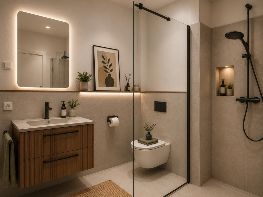Zwischen Weite & Wasser-hochwertige Ferienwohnung in begehrter Lage! Haus 45 WG 1 - Badezimmer unten - virtuell erstellt (48611)