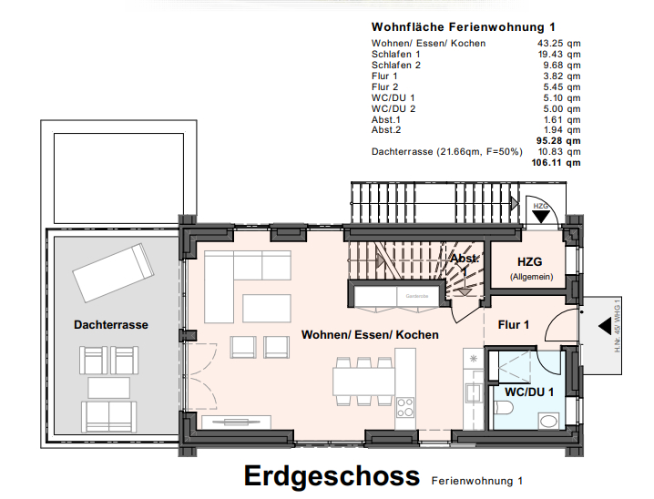 Zwischen Weite & Wasser-hochwertige Ferienwohnung in begehrter Lage! Haus 45 WG 1 - Grundriss EG WE 1 (48614)