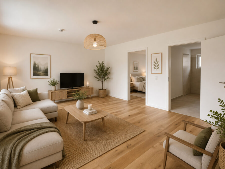 Nachhaltig investieren: Neubau-Objekt in Neuenburg- mieten oder kaufen - WE 4 Wohnraum - virtuell eingerichtet (43622)