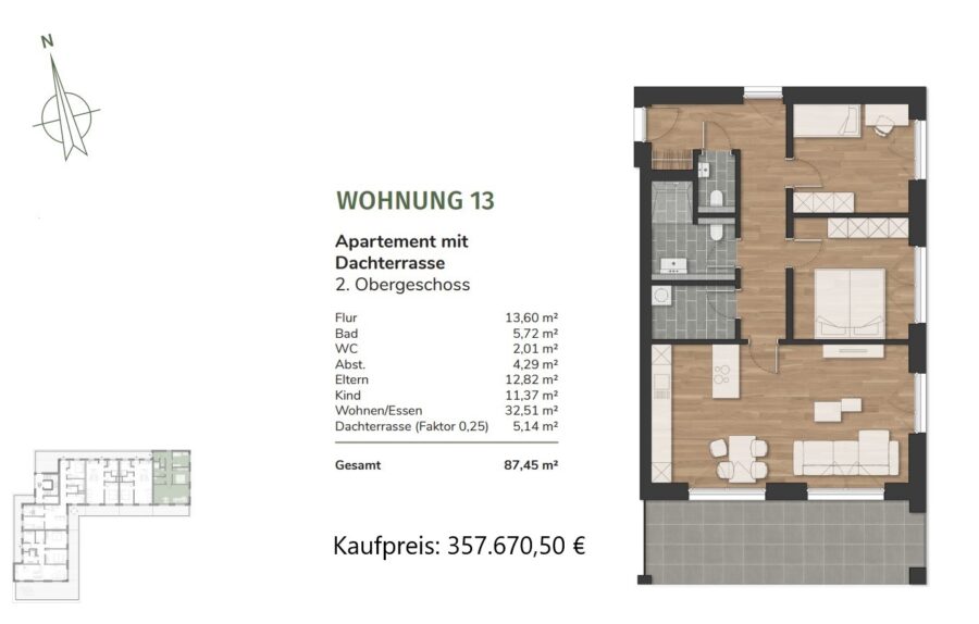 Nachhaltig investieren: Neubau-Objekt in Neuenburg- mieten oder kaufen - WE 13 (43650)