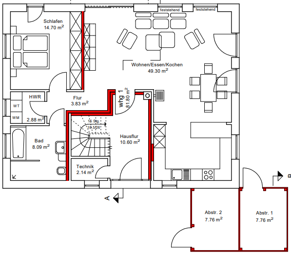 Wohlfühlwohnung mit Garten in Dangast - Grundriss EG (29539)