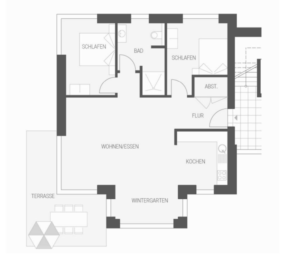 Hochwertig ausgestattete Ferienwohnung mit 2 Schlafzimmern in Dangast - Grundriss (40960)