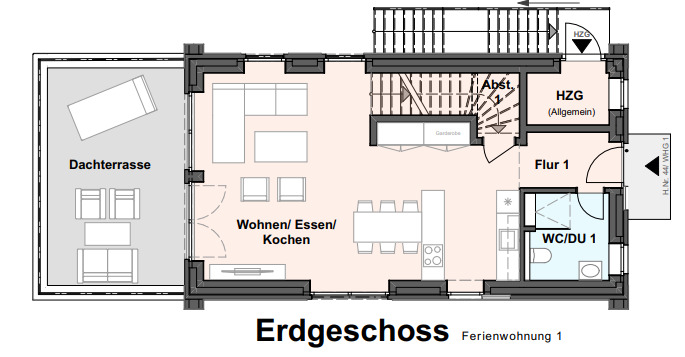 Urlaub in spitzen Lage! Exklusive Ferienwohnung Nr.44 WG 1 im Nordsee Park Dangast - Grundriss EG WE1 (34497)