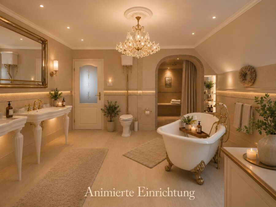 Friesische Gemütlichkeit unter Reet - Kauf mit Vermietungsgarantie - Badezimmer virtuell eingerichtet (43387)