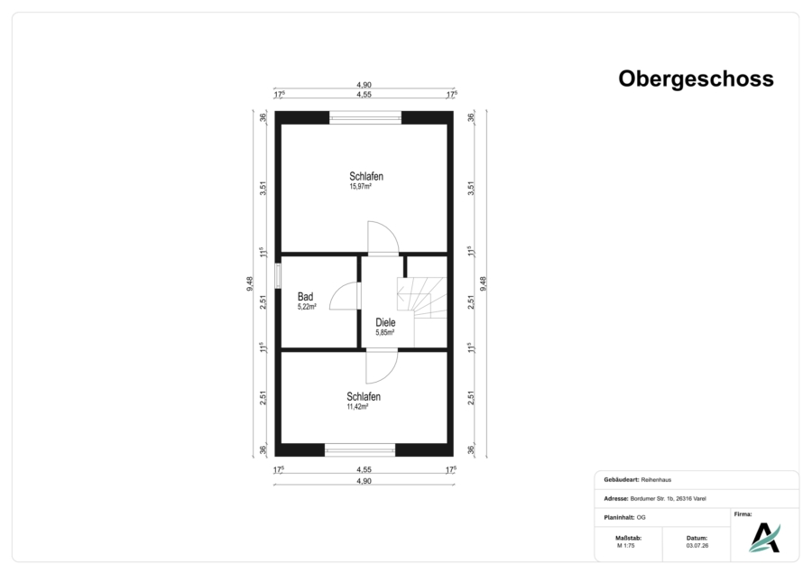 Nur wenige Schritte zum Meer: Charmantes Reihenmittelhaus im Nordseebad Dangast - OG (45907)