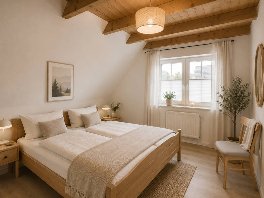 Reihenendhaus im Herzen von Dangast - Schlafzimmer - virtuell eingerichtet (47666)