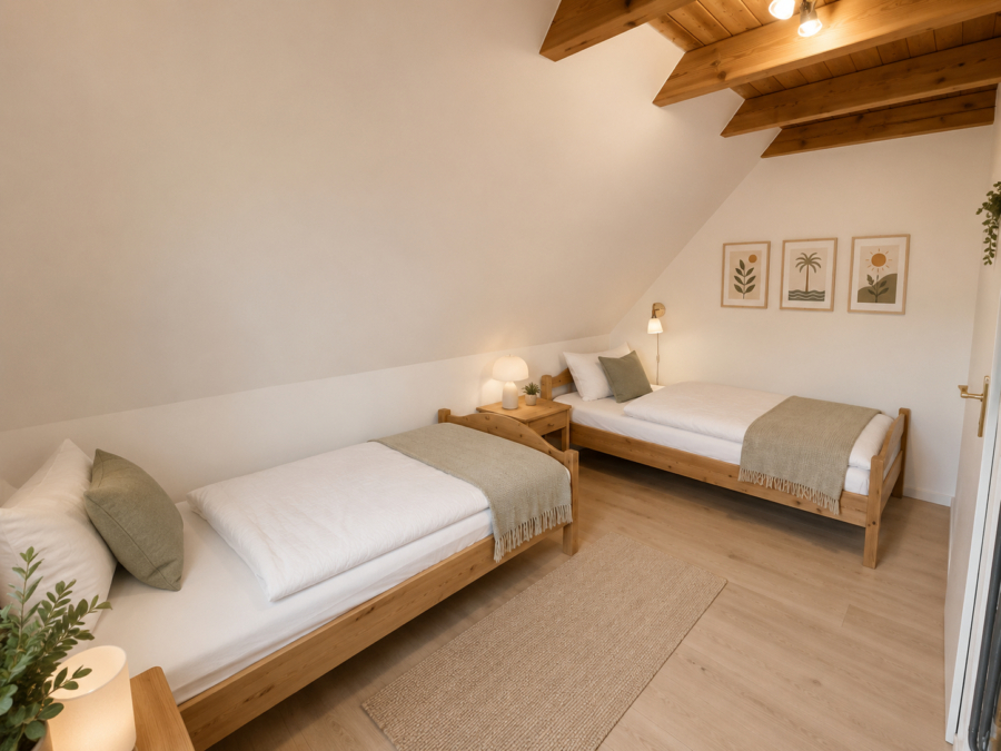 Reihenendhaus im Herzen von Dangast - Schlafzimmer - virtuell eingerichtet (47671)