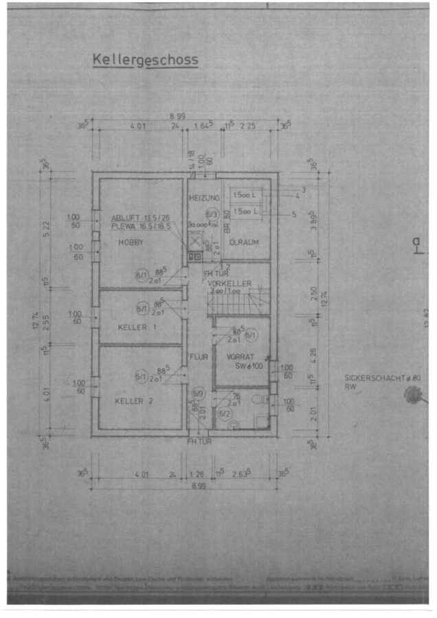 Wohnhaus-Gewerbe-Baugrundstück - Viel Gestaltungspotenzial! - Grundriss Keller Nr. 15 (43577)