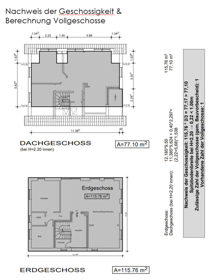 Wohlfühlwohnung mit Loggia am Gröningshof in Dangast - Nachweis der Geschossigkeit & Berechnung Vollgeschosse (33042)