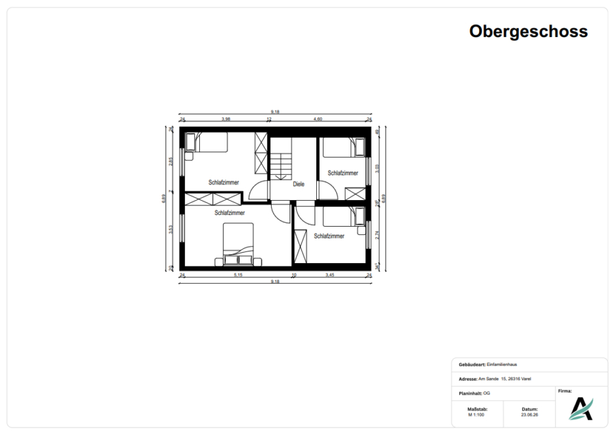 Familienfreundliches Einfamilienhaus in Dangastermoor! - Grundriss OG (44185)