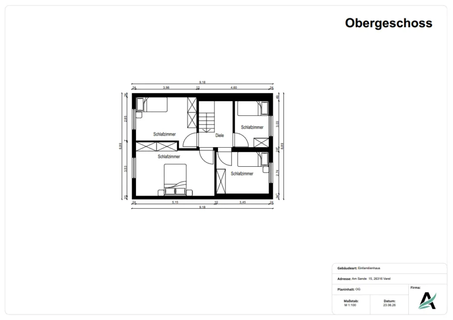 Familienfreundliches Einfamilienhaus in Dangastermoor! - Grundriss OG (50502)