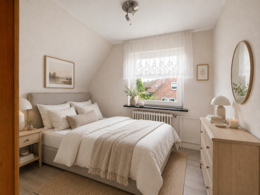 Familienfreundliches Einfamilienhaus in Dangastermoor! - Schlafzimmer - virtuell eingerichtet (45934)