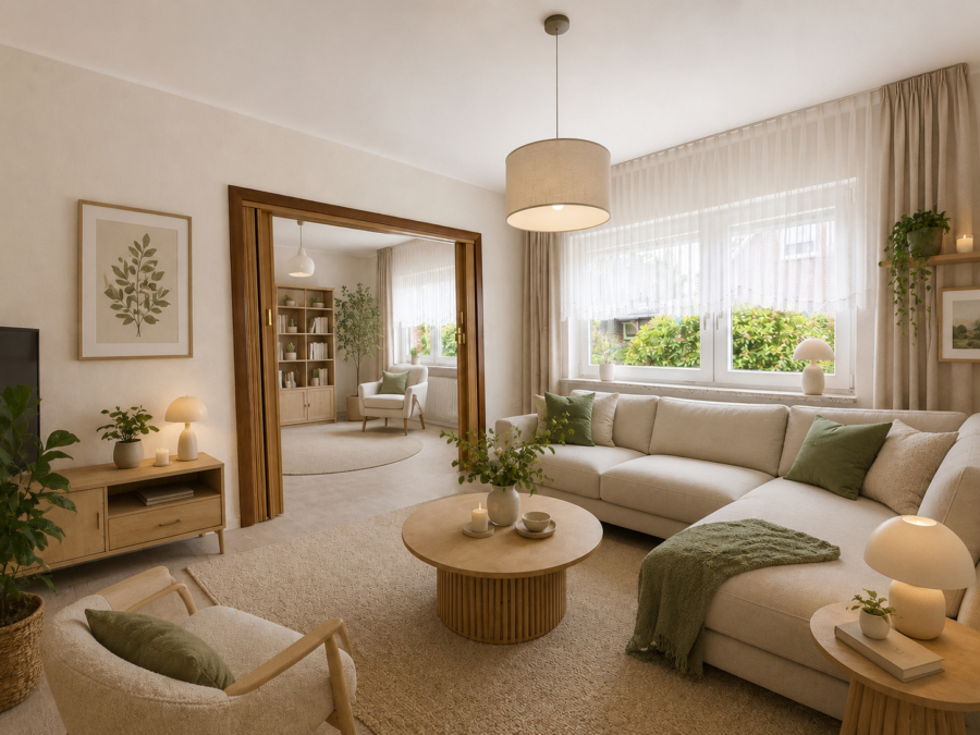 Familienfreundliches Einfamilienhaus in Dangastermoor! - Wohnzimmer - virtuell eingerichtet (45919)