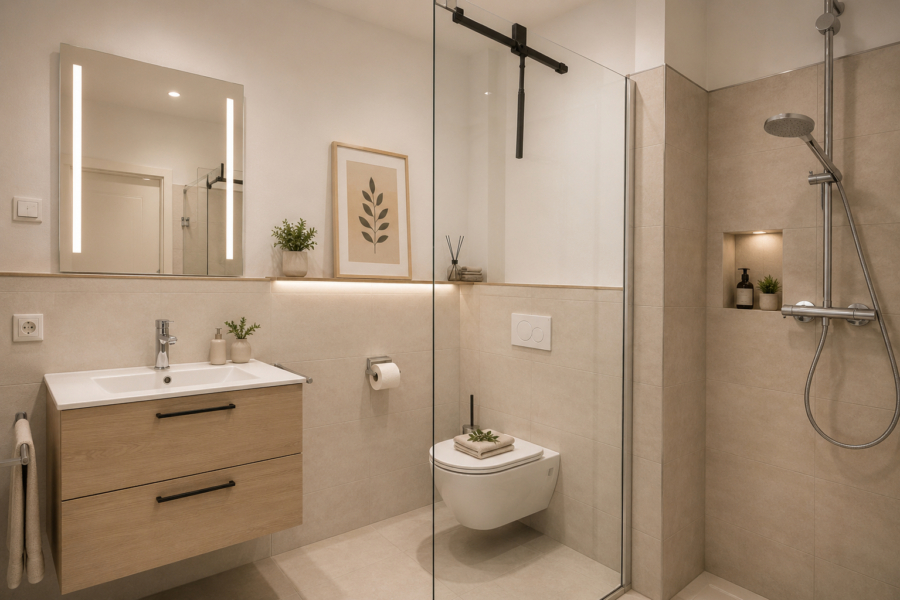 ***Nordsee erleben & profitieren*** Ferienwohnung im Nordsee Park Dangast- Haus 44 WG 1 - Badezimmer unten - virtuell erstellt (48408)