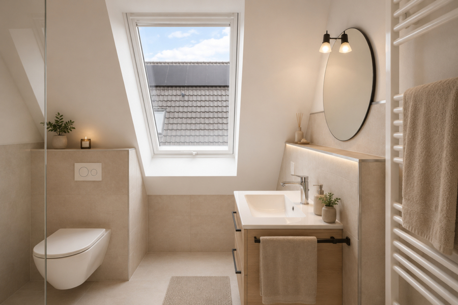 ***Nordsee erleben & profitieren*** Ferienwohnung im Nordsee Park Dangast- Haus 44 WG 1 - Badezimmer oben - virtuell erstellt (48410)