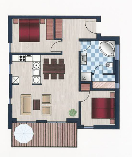 Traumwohnung mit Meerblick in Schillig an der Nordsee - 50.4.N - Grundriss (40433)