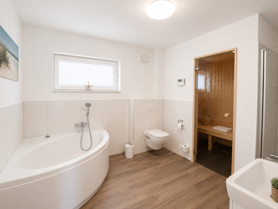 Traumwohnung mit Meerblick in Schillig an der Nordsee - 50.4.N - Badezimmer mit Sauna (43141)