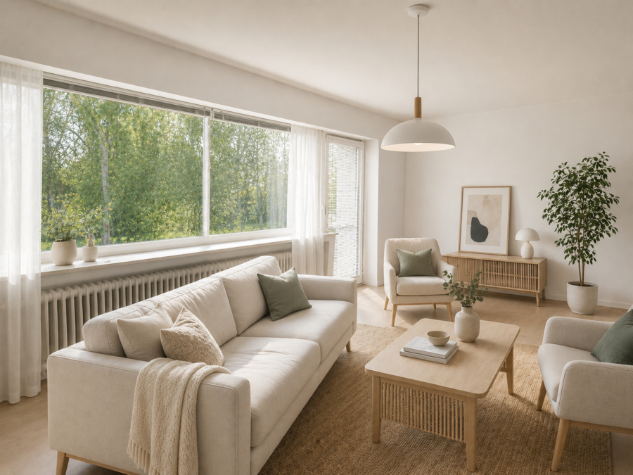 Zweifamilienhaus mit vermieteten Wohneinheiten auf großzügigem Grundstück - Wohnbereich - virtuell eingerichtet (45847)