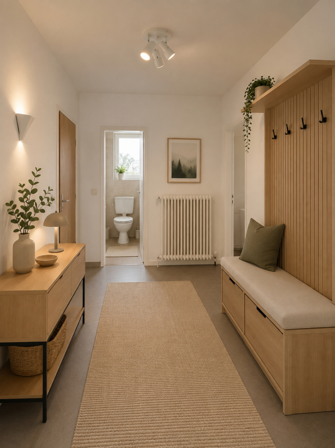 Zweifamilienhaus mit vermieteten Wohneinheiten auf großzügigem Grundstück - Flur unten - virtuell eingerichtet (45859)