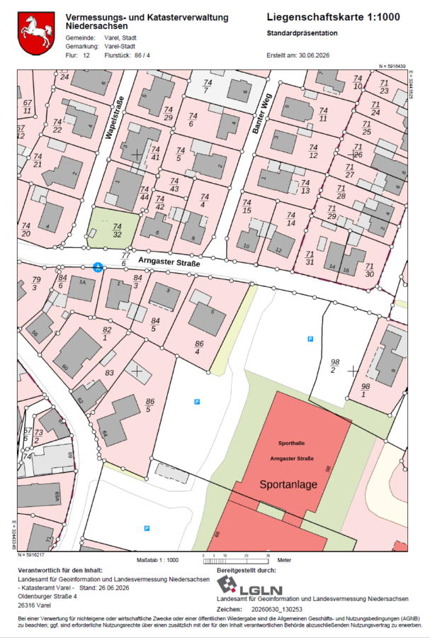 Zweifamilienhaus mit vermieteten Wohneinheiten auf großzügigem Grundstück - Liegenschaftskarte (45866)