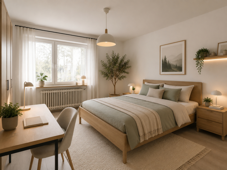 Zweifamilienhaus mit vermieteten Wohneinheiten auf großzügigem Grundstück - Schlafen - virtuell eingerichtet (45838)