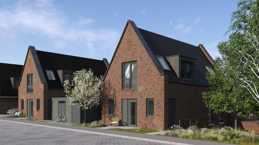 Wohnen mit Stil - Zwei Neubauhäuser mit vier Wohneinheiten - Frontansicht (34375)