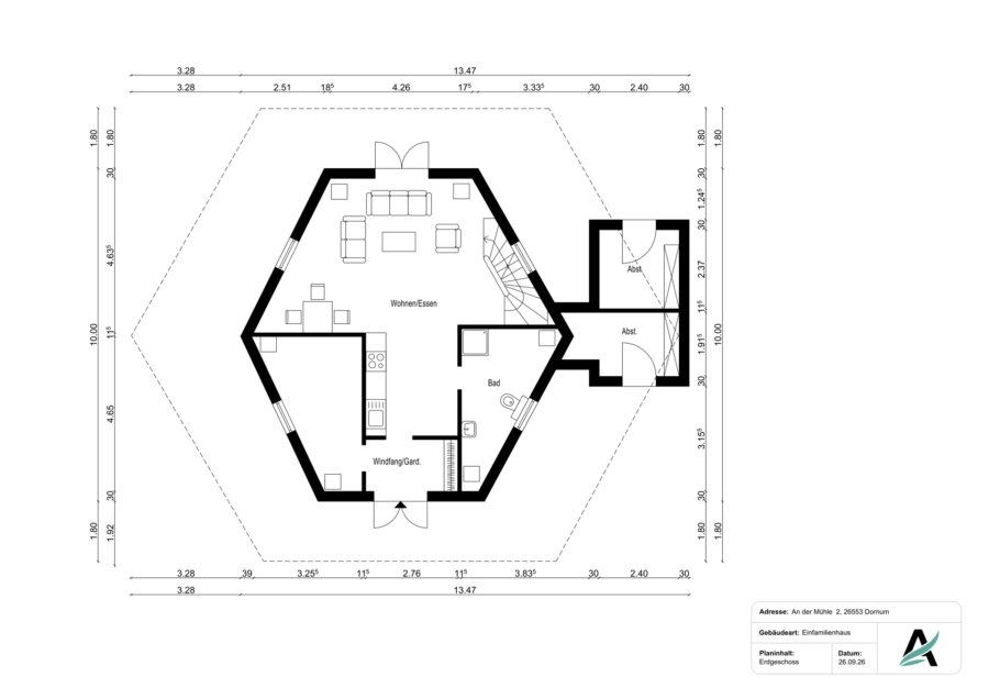 Einzigartige Ferienimmobilie- historische Mühle in Westerbur - Grundriss EG (49390)