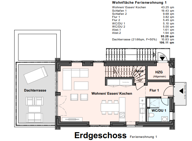 Qualität aus Anspruch und Erfahrung! Ferienwohnung Nr.45 WE1- im Nordsee Park - Grundriss EG WE1 (32792)