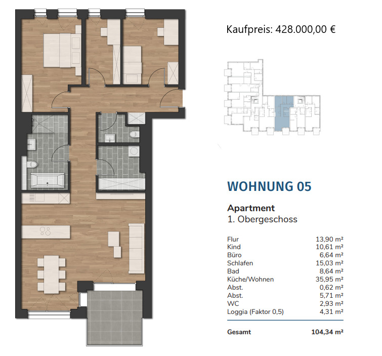 Steuersparmodell - Eigentum schaffen - Kapitalanleger aufgepasst! HAVENCITY - Modernes Wohnen in unmittelbarer Nähe zum Südstrand - WE 5 (34507)