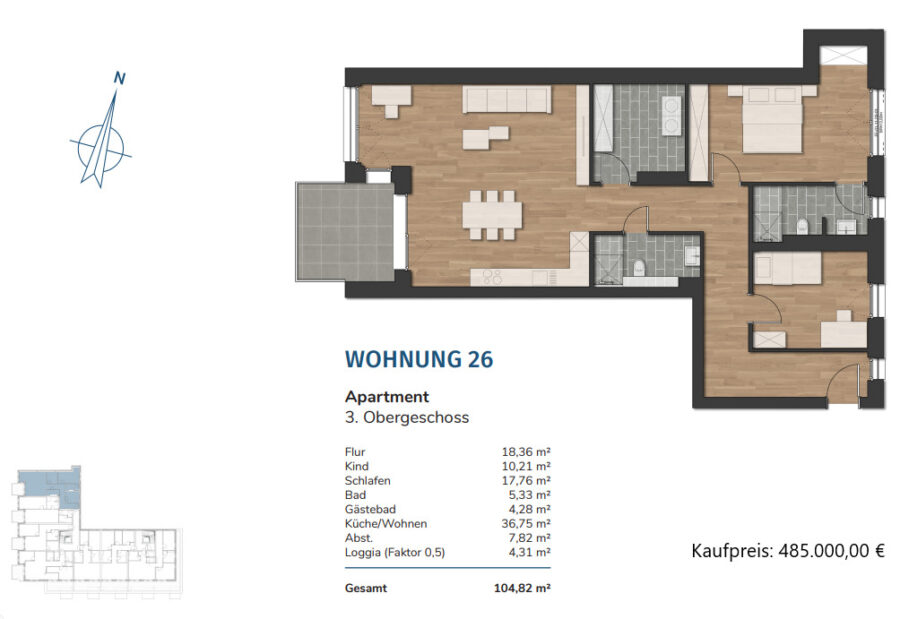 Steuersparmodell - Eigentum schaffen - Kapitalanleger aufgepasst! HAVENCITY - Modernes Wohnen in unmittelbarer Nähe zum Südstrand - WE 26 (34518)
