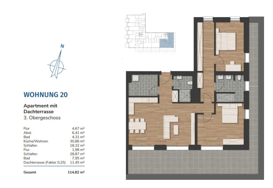 Steuersparmodell - Eigentum schaffen - Kapitalanleger aufgepasst! HAVENCITY - Modernes Wohnen in unmittelbarer Nähe zum Südstrand - Grundriss WE 20 (34515)