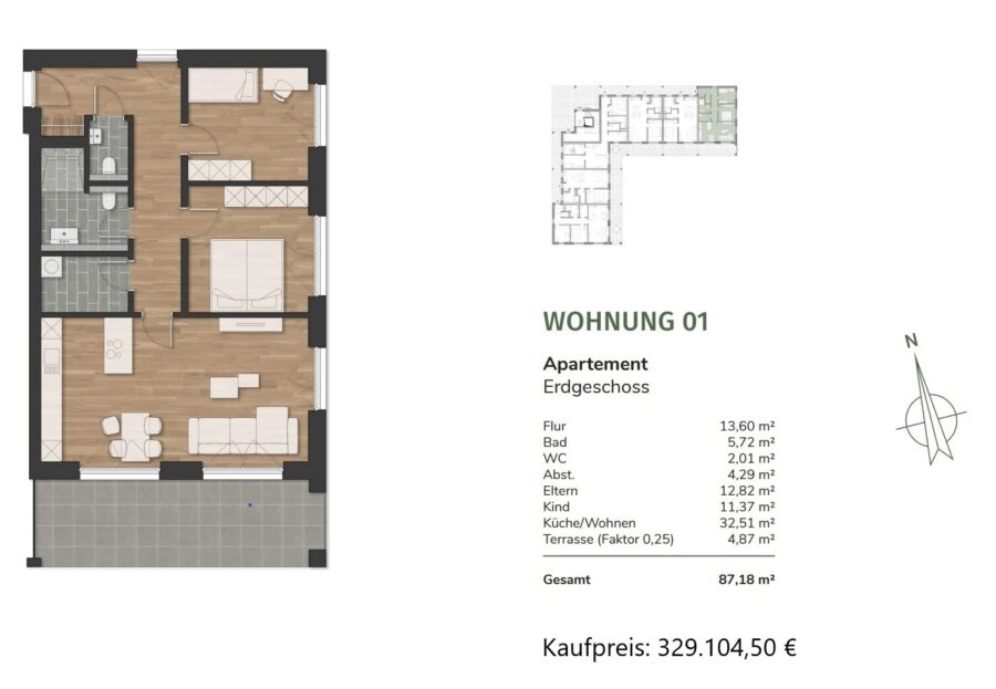 Wohnen am Urwald - 17 moderne Eigentumswohnungen in Neuenburg- kaufen oder mieten - WE 1 (34673)