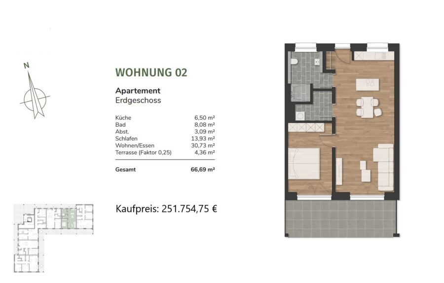 Wohnen am Urwald - 17 moderne Eigentumswohnungen in Neuenburg- kaufen oder mieten - WE 2 (34674)