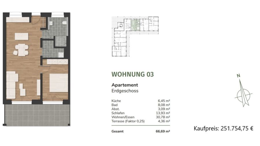 Wohnen am Urwald - 17 moderne Eigentumswohnungen in Neuenburg- kaufen oder mieten - WE 3 (34675)