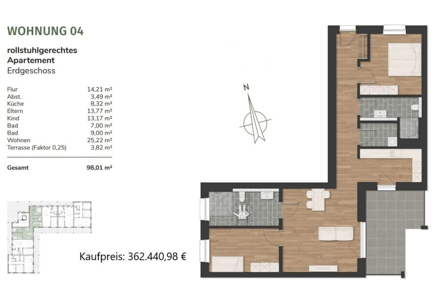 Wohnen am Urwald - 17 moderne Eigentumswohnungen in Neuenburg- kaufen oder mieten - WE 4 (34676)