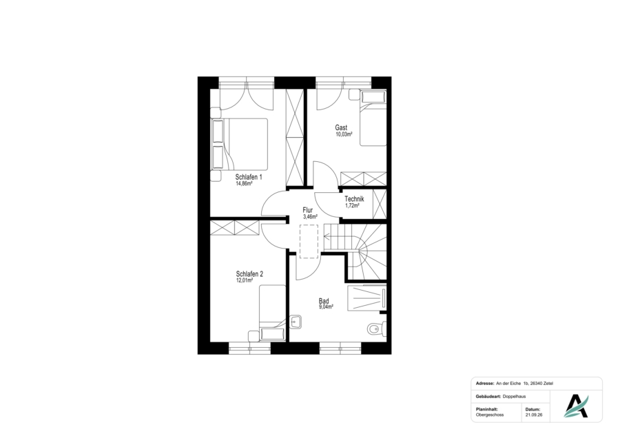 Neubau trifft Energieeffizienz: Moderne Doppelhaushälfte in Zetel - OG (48897)