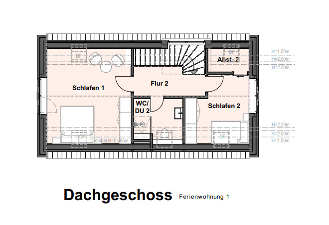 Urlaubsgefühl & Wertstabilität: Ferienhaus Nr. 44 im Nordsee Park Dangast - Grundriss DG WE1 (37660)