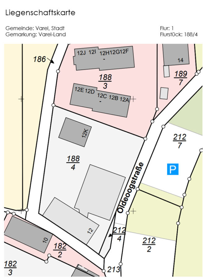 Wohlfühlwohnung mit Garten am Gröningshof in Dangast - Liegenschaftskarte (33017)
