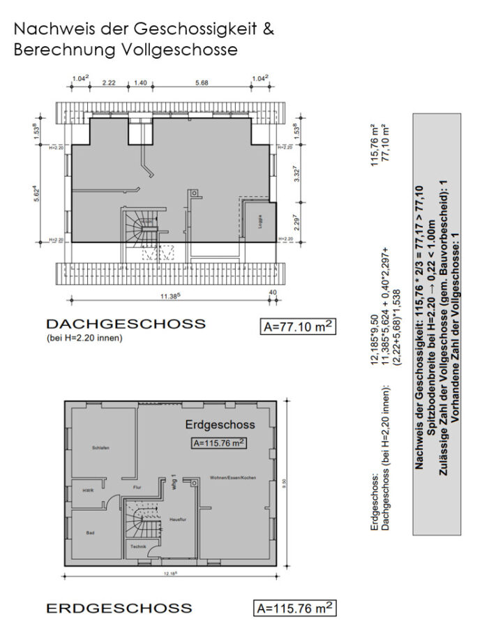 Wohlfühlwohnung mit Garten am Gröningshof in Dangast - Nachweis der Geschosigkeit & Berechnung Vollgeschosse (33018)